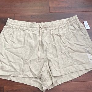 NWT Gap Womens Linen Blend Pull On Shorts XXL Khaki Tan